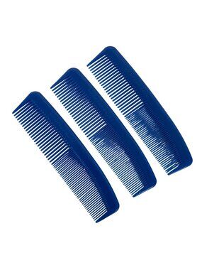 Set Of 3 Unbreakable Blue Pocket Hair Combs For All Hair Types Durable Plastic
